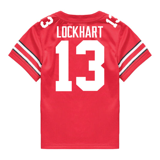 Ohio State Buckeyes Nike #13 Miles Lockhart Student Athlete Scarlet Football Jersey - Back View