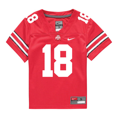 Ohio State Buckeyes Nike #18 Will Howard Student Athlete Scarlet Football Jersey - Front View