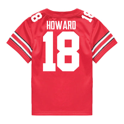 Youth Ohio State Buckeyes #18 Will Howard Student Athlete Football Jersey - Back View