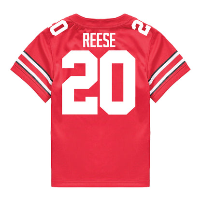 Ohio State Buckeyes Nike #20 Arvell Reese Student Athlete Scarlet Football Jersey - Back View