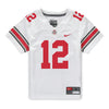 Ohio State Buckeyes Nike #12 Air Noland Student Athlete White Football Jersey - Front View