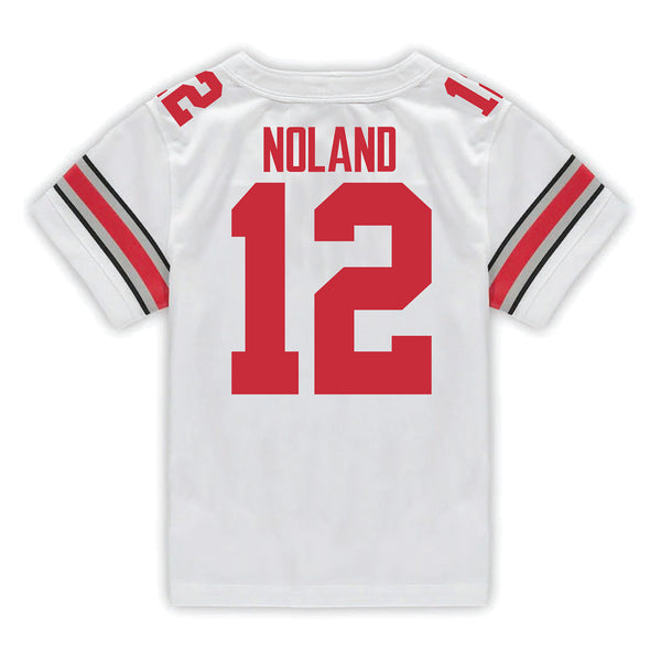 Ohio State Buckeyes Nike #12 Air Noland Student Athlete White Football Jersey - Back View