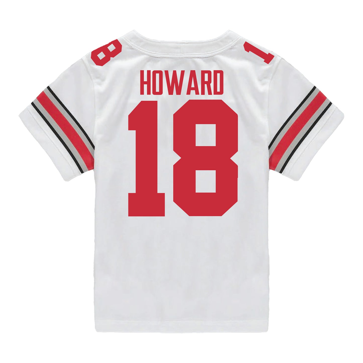 Ohio State Buckeyes Nike #18 Will Howard Student Athlete White Football Jersey - Back View