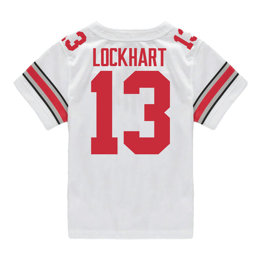 Ohio State Buckeyes Nike #13 Miles Lockhart Student Athlete White Football Jersey - Back View