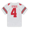 Ohio State Buckeyes Nike #4 Lorenzo Styles Student Athlete White Football Jersey - Back View