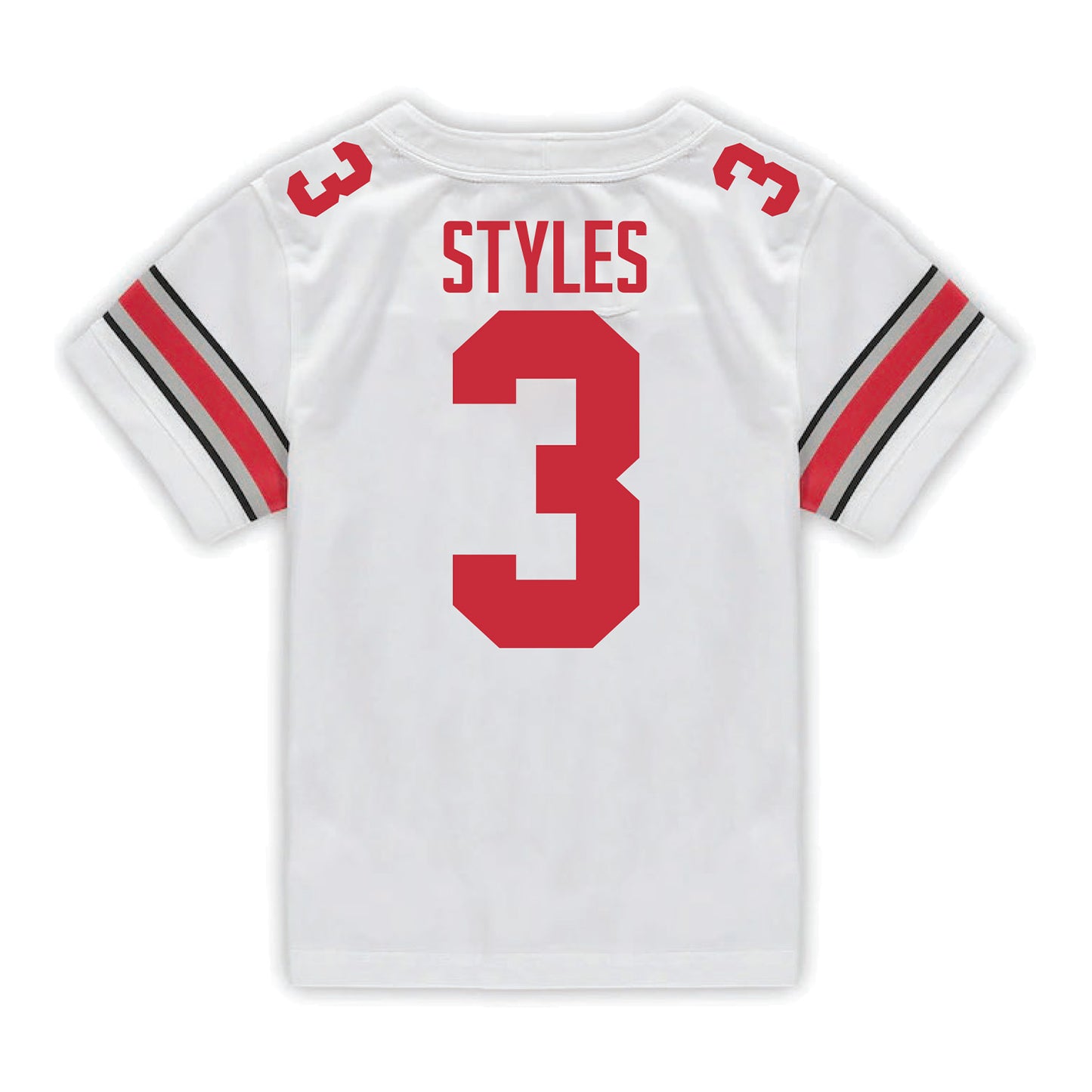 Ohio State Buckeyes Nike #3 Lorenzo Styles Student Athlete White Football Jersey - Back View