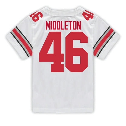 Ohio State Buckeyes Nike #46 Jace Middleton Student Athlete White Football Jersey - Back View