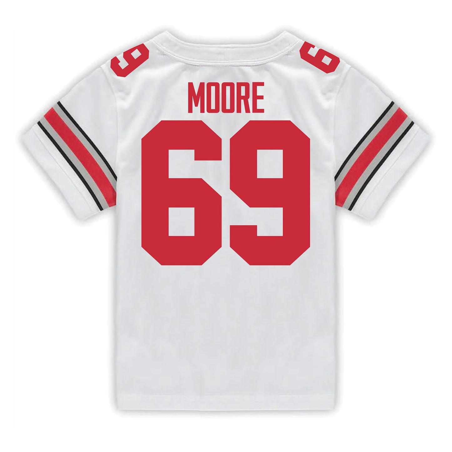 Ohio State Buckeyes Nike #69 Ian Moore Student Athlete White Football Jersey - Back View