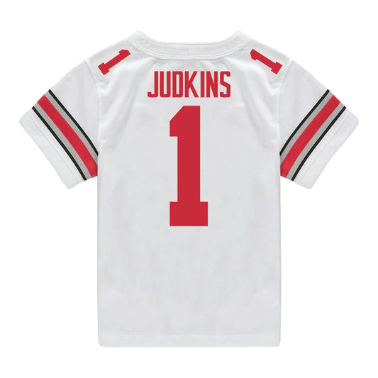 Ohio State Buckeyes Nike #1 Quinshon Judkins Student Athlete White Football Jersey - Back View