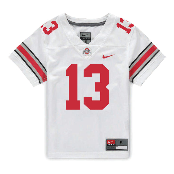 Ohio State Buckeyes Nike #13 Bryson Rodgers Student Athlete White Football Jersey - Front View