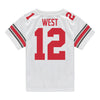 Ohio State Buckeyes Nike #12 Bryce West Student Athlete White Football Jersey - Back View