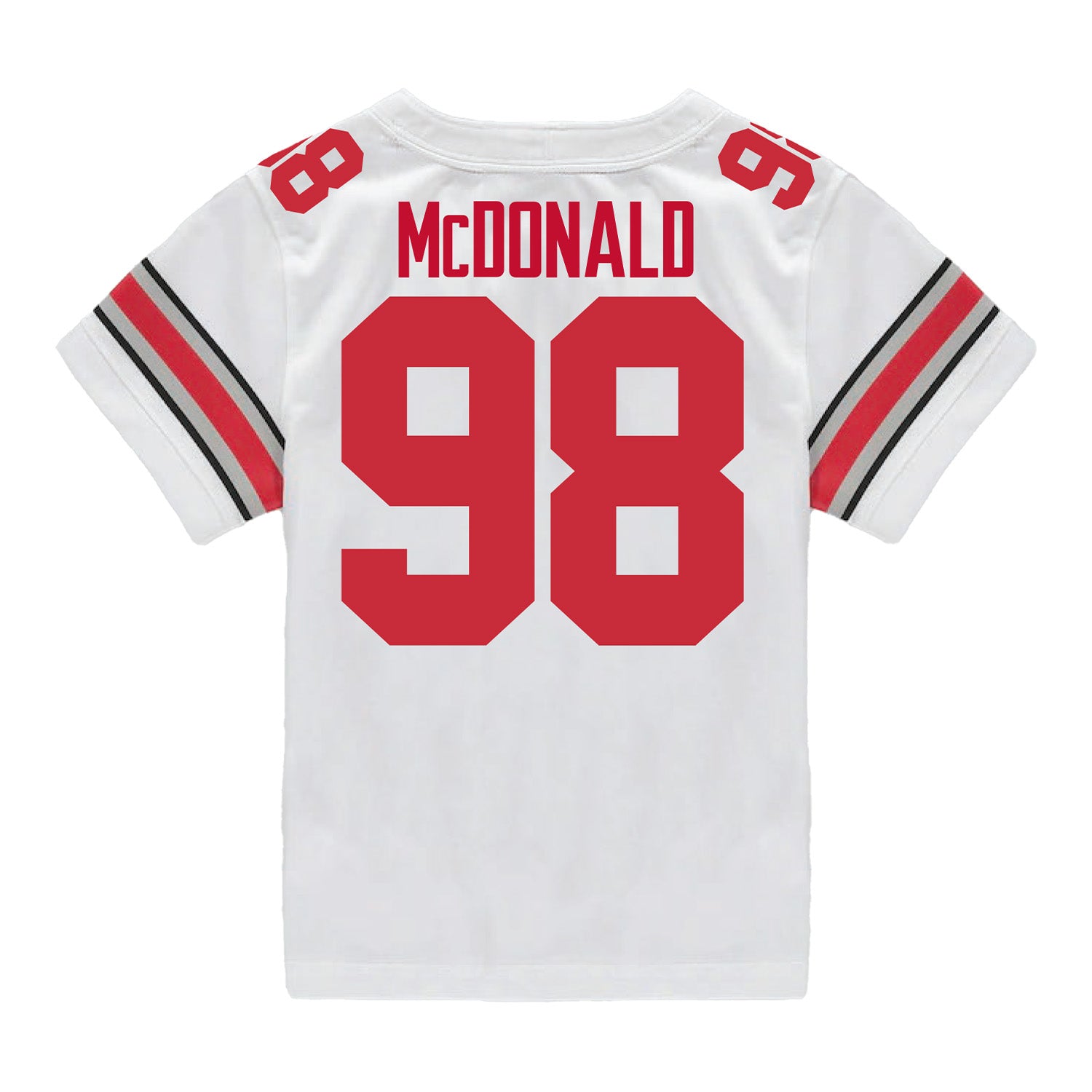 Ohio State Buckeyes Nike #98 Kayden McDonald Student Athlete White Football Jersey - Back View