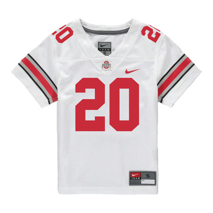 Ohio State Buckeyes Nike #20 Arvell Reese Student Athlete White Football Jersey - Front View