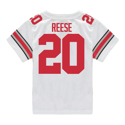 Ohio State Buckeyes Nike #20 Arvell Reese Student Athlete White Football Jersey - Back View