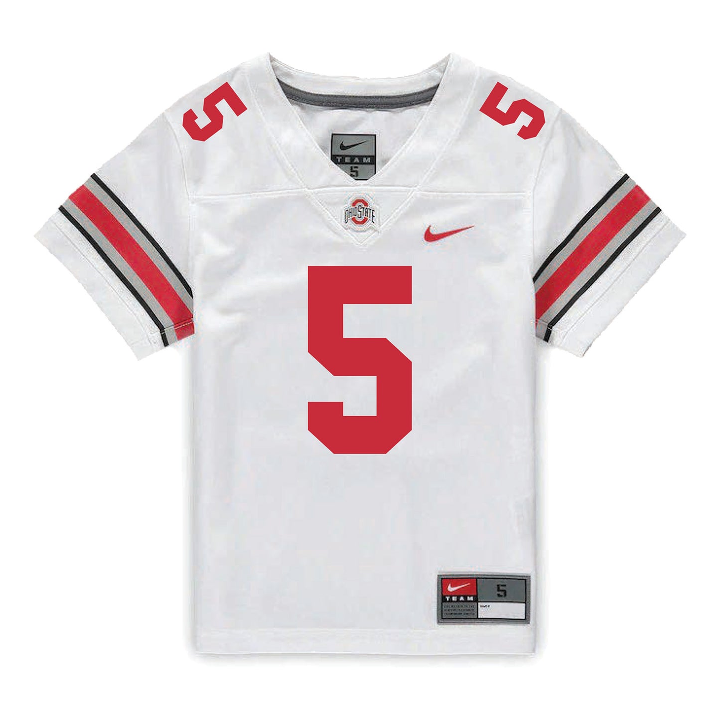 Ohio State Buckeyes Nike #5 Aaron Scott Jr. Student Athlete White Football Jersey - Front View