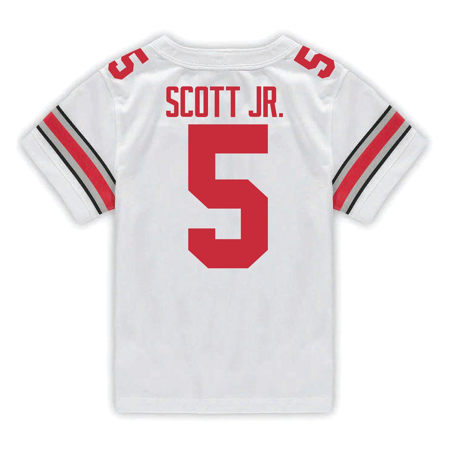 Ohio State Buckeyes Nike #5 Aaron Scott Jr. Student Athlete White Football Jersey - Back View