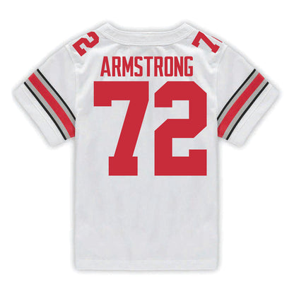 Ohio State Buckeyes Nike #72 Deontae Armstrong Student Athlete White Football Jersey - Back View