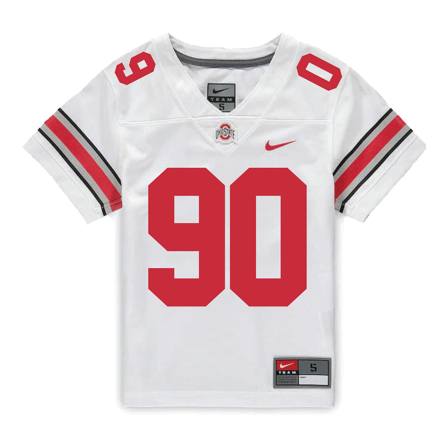 Ohio State Buckeyes Nike #90 Eric Mensah Student Athlete White Football Jersey - Front View