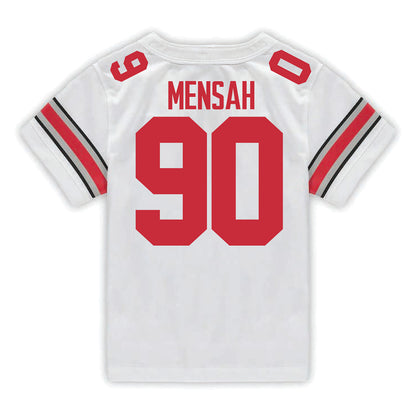 Ohio State Buckeyes Nike #90 Eric Mensah Student Athlete White Football Jersey - Back View