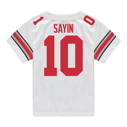 Ohio State Buckeyes Nike #10 Julian Sayin Student Athlete White Football Jersey - Back View