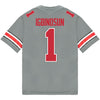 Ohio State Buckeyes Nike #1 Davison Igbinosun Student Athlete Gray Football Jersey - Back View