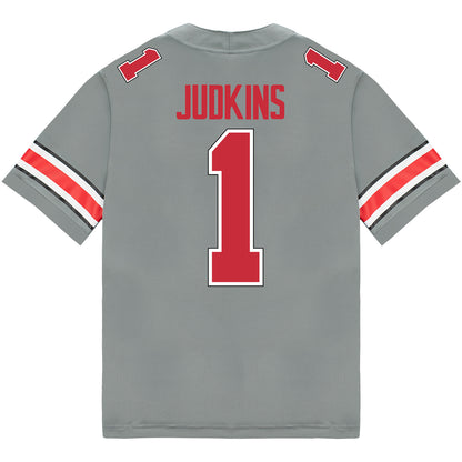 Ohio State Buckeyes Nike #1 Quinshon Judkins Student Athlete Gray Football Jersey - Back View