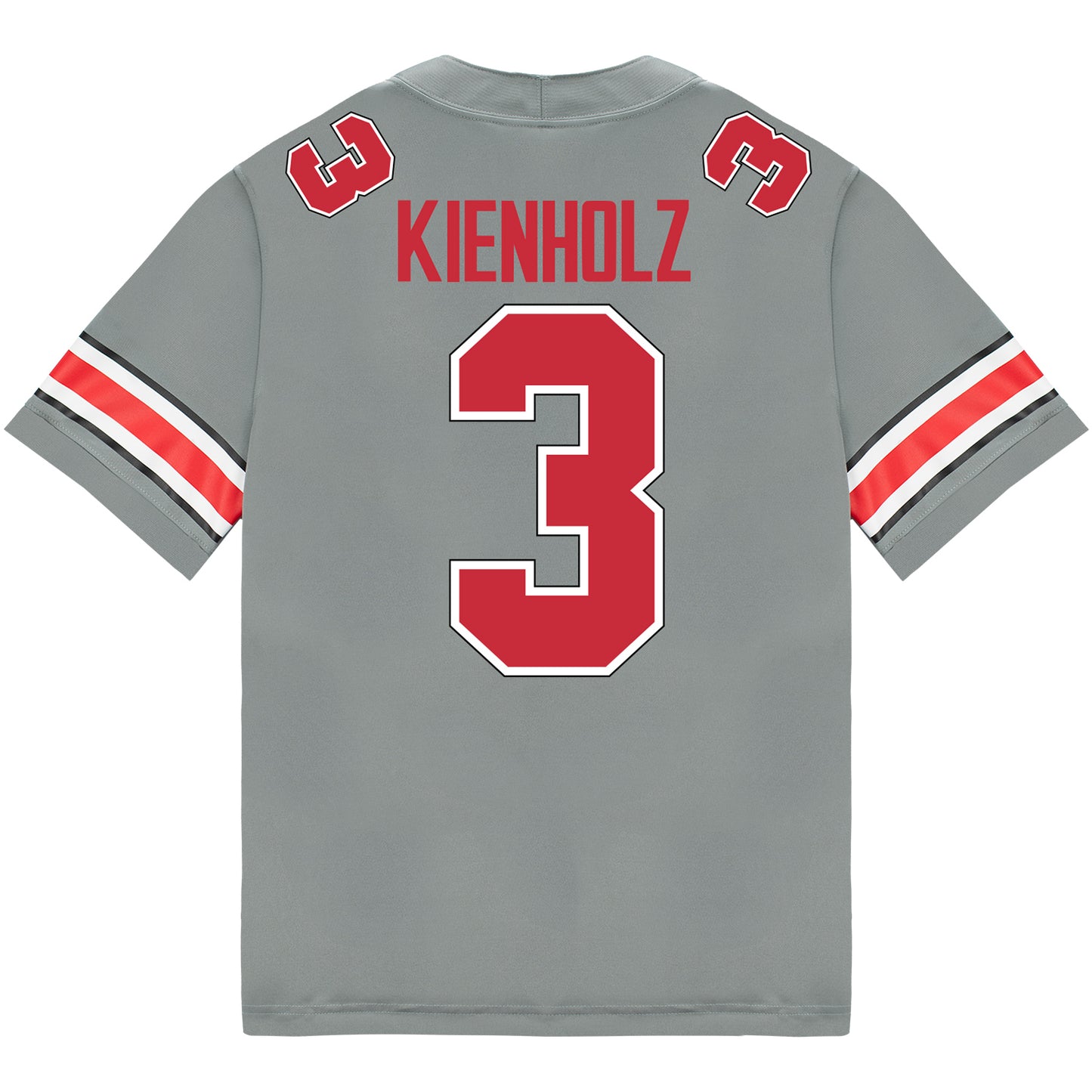 Ohio State Buckeyes Nike #3 Lincoln Kienholz Student Athlete Gray Football Jersey - Back View