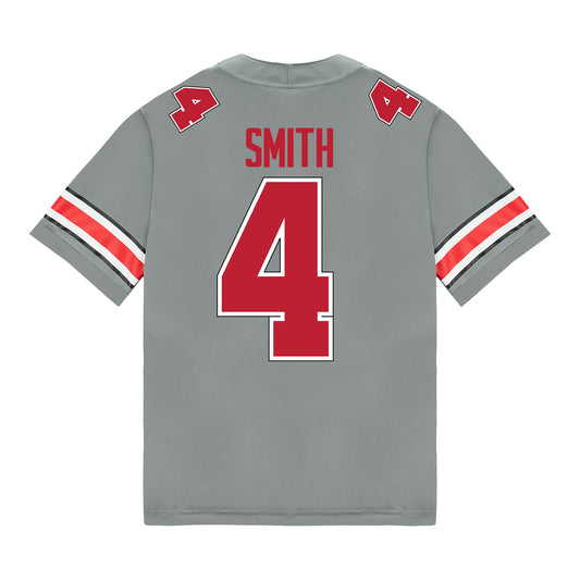 Ohio State Buckeyes Nike #4 Jeremiah Smith Student Athlete Gray Football Jersey - Back View