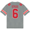 Ohio State Buckeyes Nike #6 Sonny Styles Student Athlete Gray Football Jersey - Back View