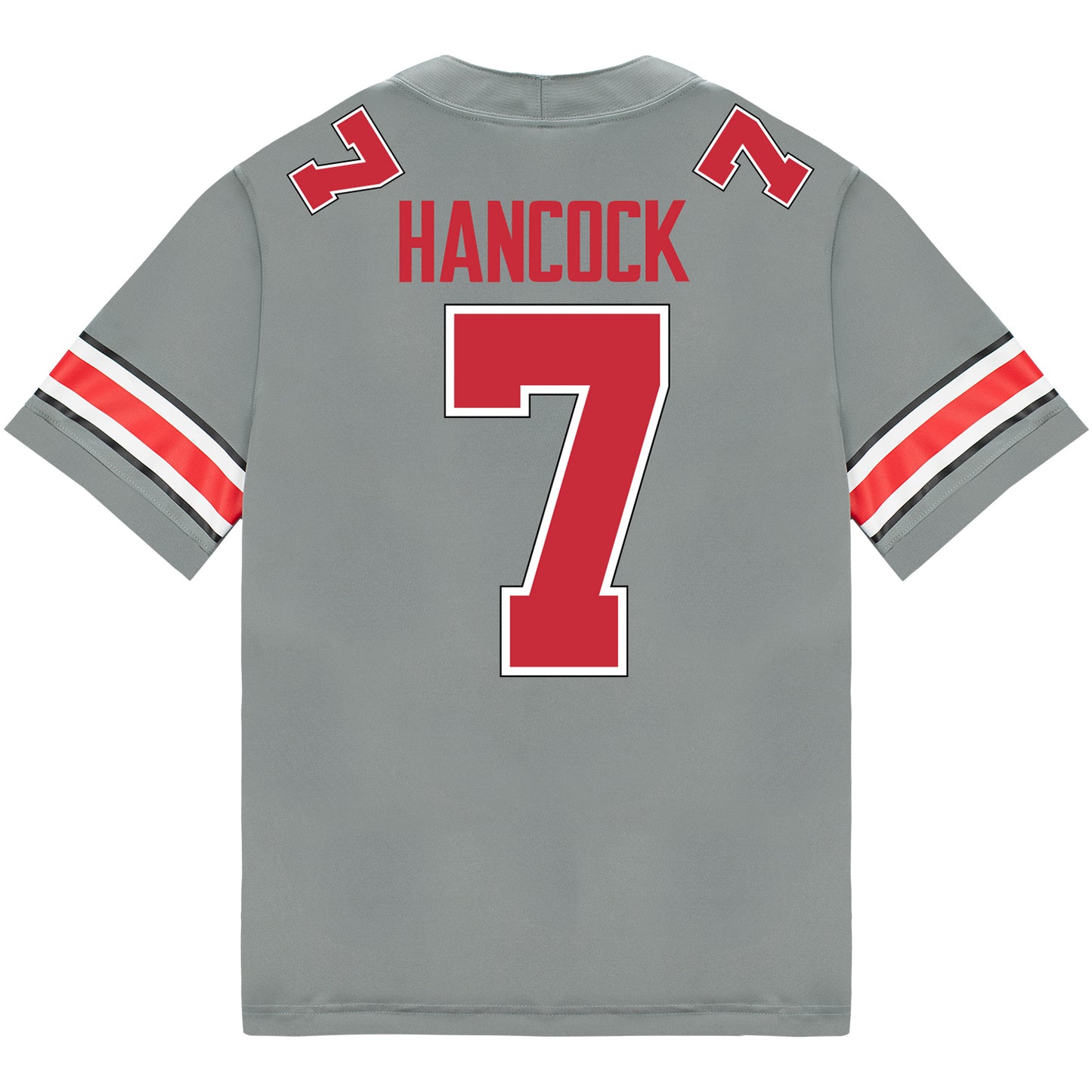 Ohio State Buckeyes Nike #7 Jordan Hancock Student Athlete Gray Football Jersey - Back View