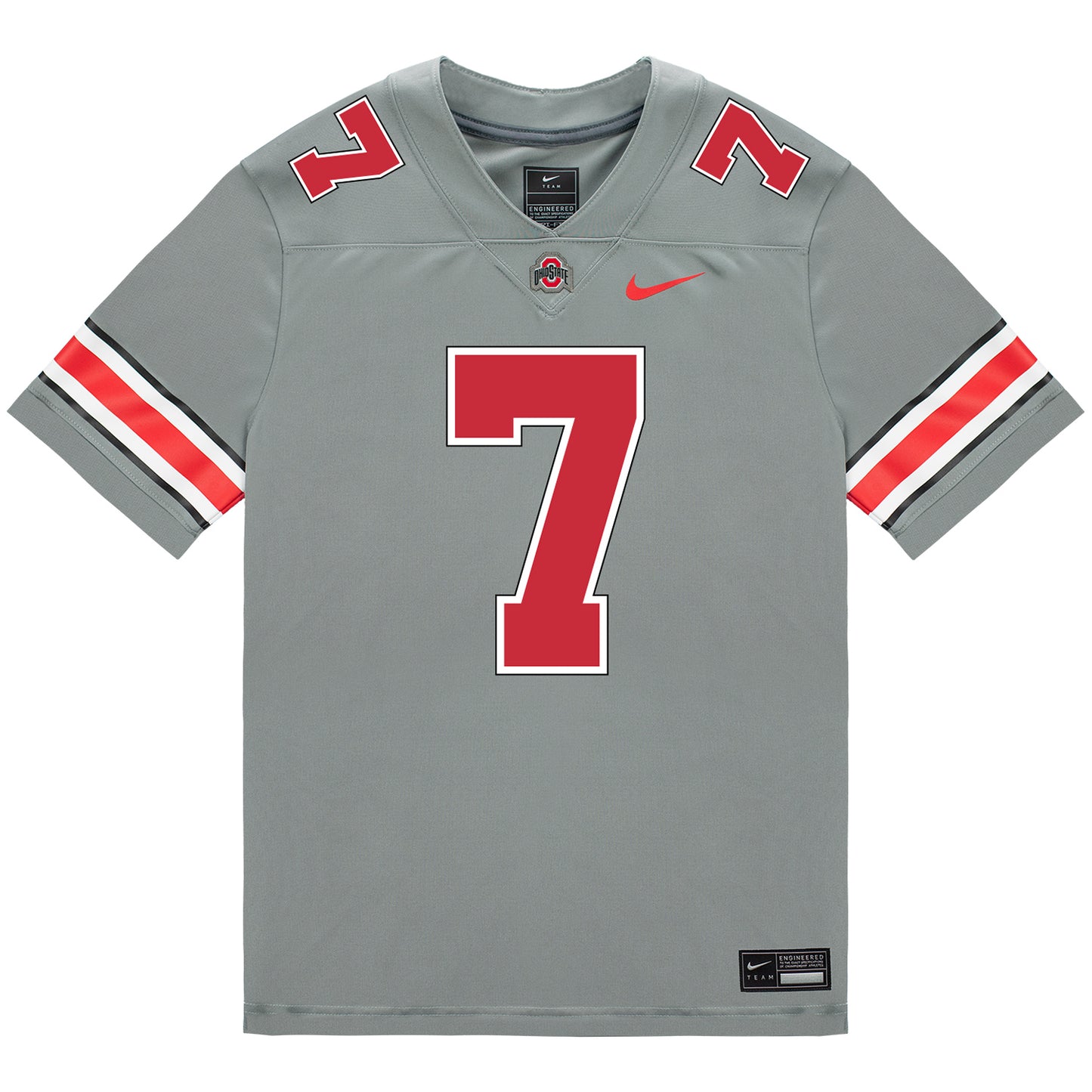 Ohio State Buckeyes Nike #7 Jordan Hancock Student Athlete Gray Football Jersey - Front View