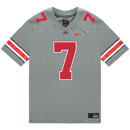 Ohio State Buckeyes Nike #7 Jordan Hancock Student Athlete Gray Football Jersey - Front View