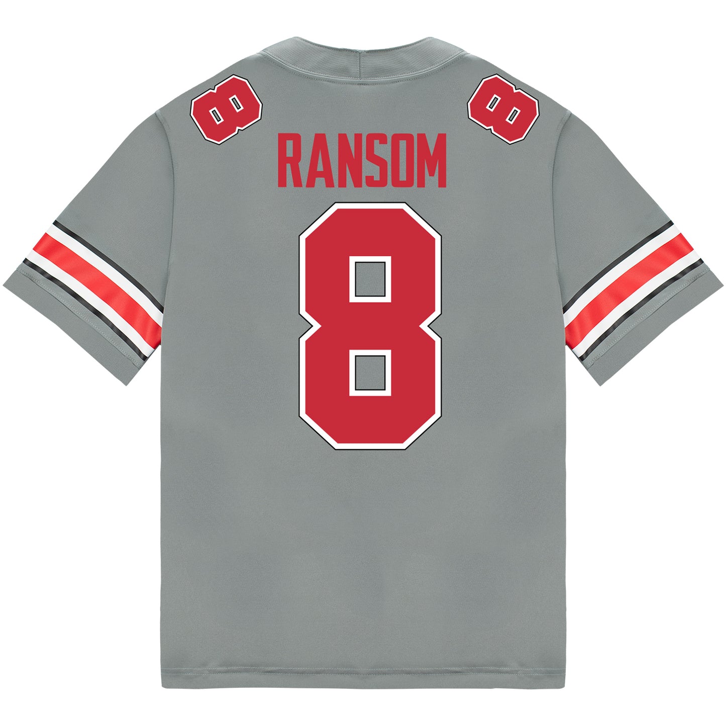 Ohio State Buckeyes Nike #8 Lathan Ransom Student Athlete Gray Football Jersey - Back View