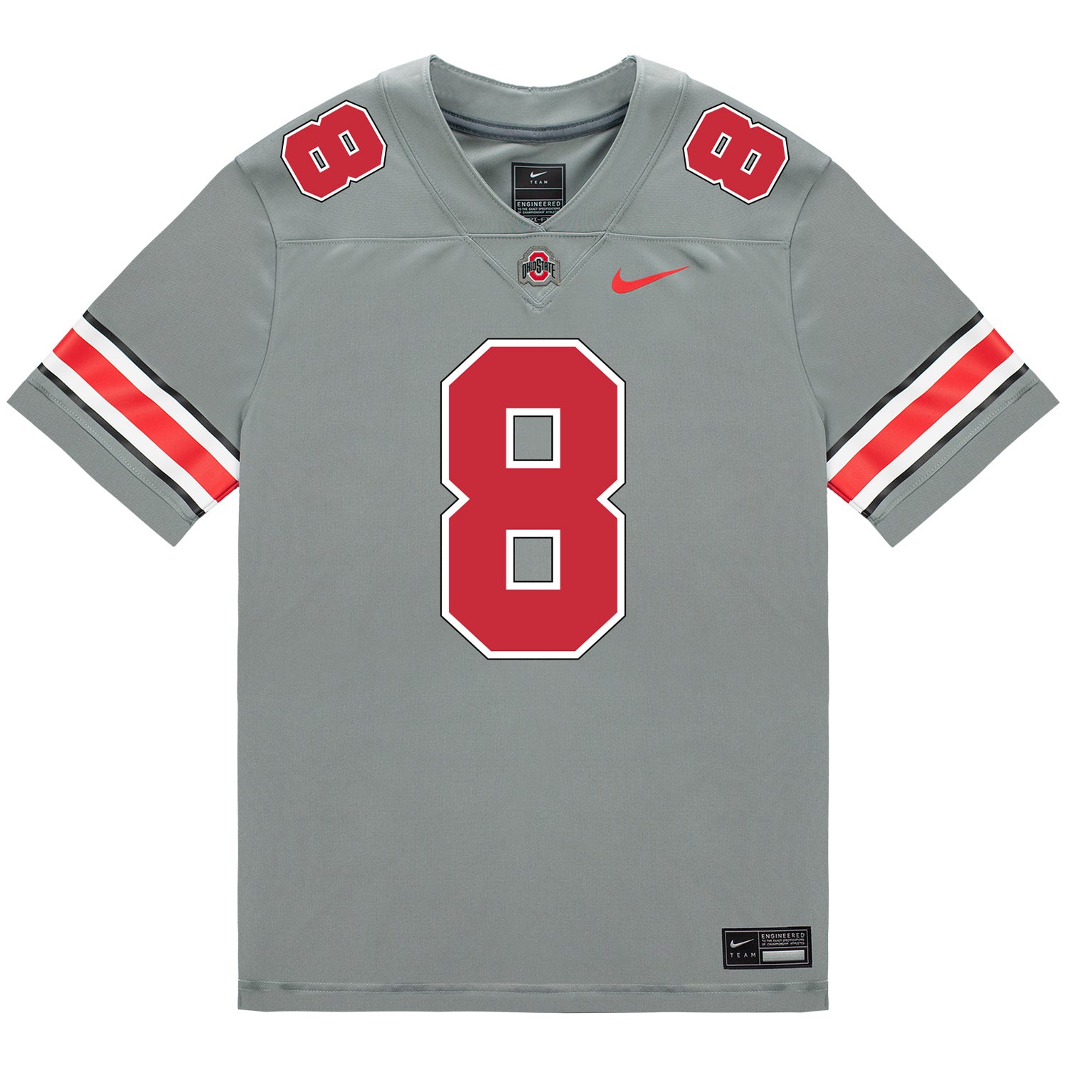 Ohio State Buckeyes Nike #8 Lathan Ransom Student Athlete Gray Football Jersey - Front View