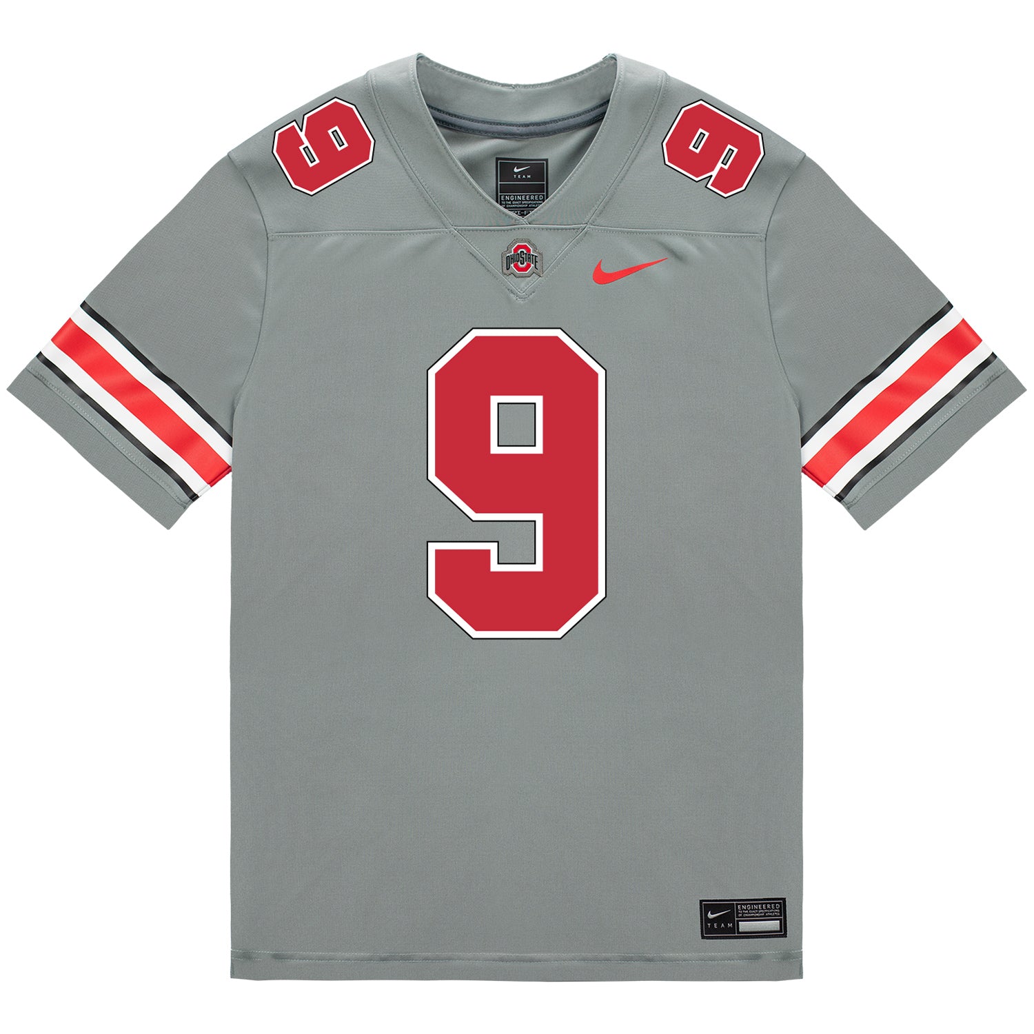 Ohio State Buckeyes Nike #9 Jayden Ballard Student Athlete Gray Football Jersey - Front View