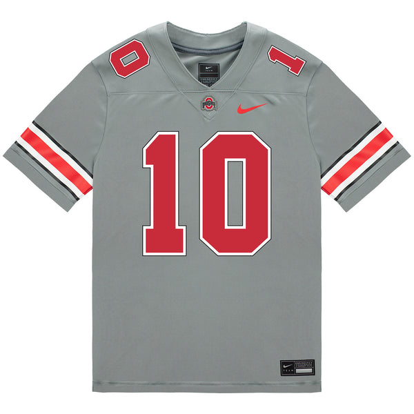 Ohio State Buckeyes Nike #10 Julian Sayin Student Athlete Gray Football Jersey - Front View