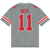 Ohio State Buckeyes Nike #11 CJ Hicks Student Athlete Gray Football Jersey - Back View