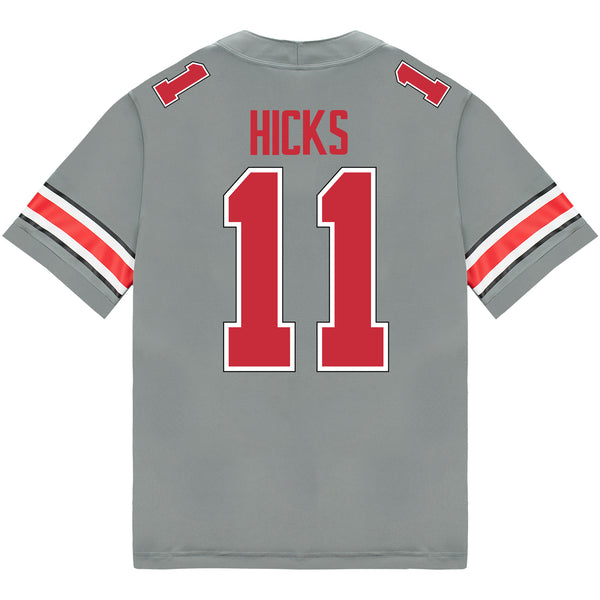 Ohio State Buckeyes Nike #11 CJ Hicks Student Athlete Gray Football Jersey - Back View