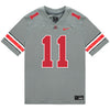 Ohio State Buckeyes Nike #11 CJ Hicks Student Athlete Gray Football Jersey - Front View