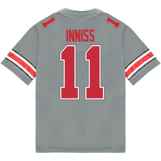 Ohio State Buckeyes Nike #11 Brandon Inniss Student Athlete Gray Football Jersey - Back View