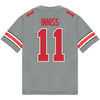 Ohio State Buckeyes Nike #11 Brandon Inniss Student Athlete Gray Football Jersey - Back View