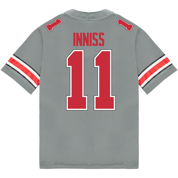 Ohio State Buckeyes Nike #11 Brandon Inniss Student Athlete Gray Football Jersey - Back View