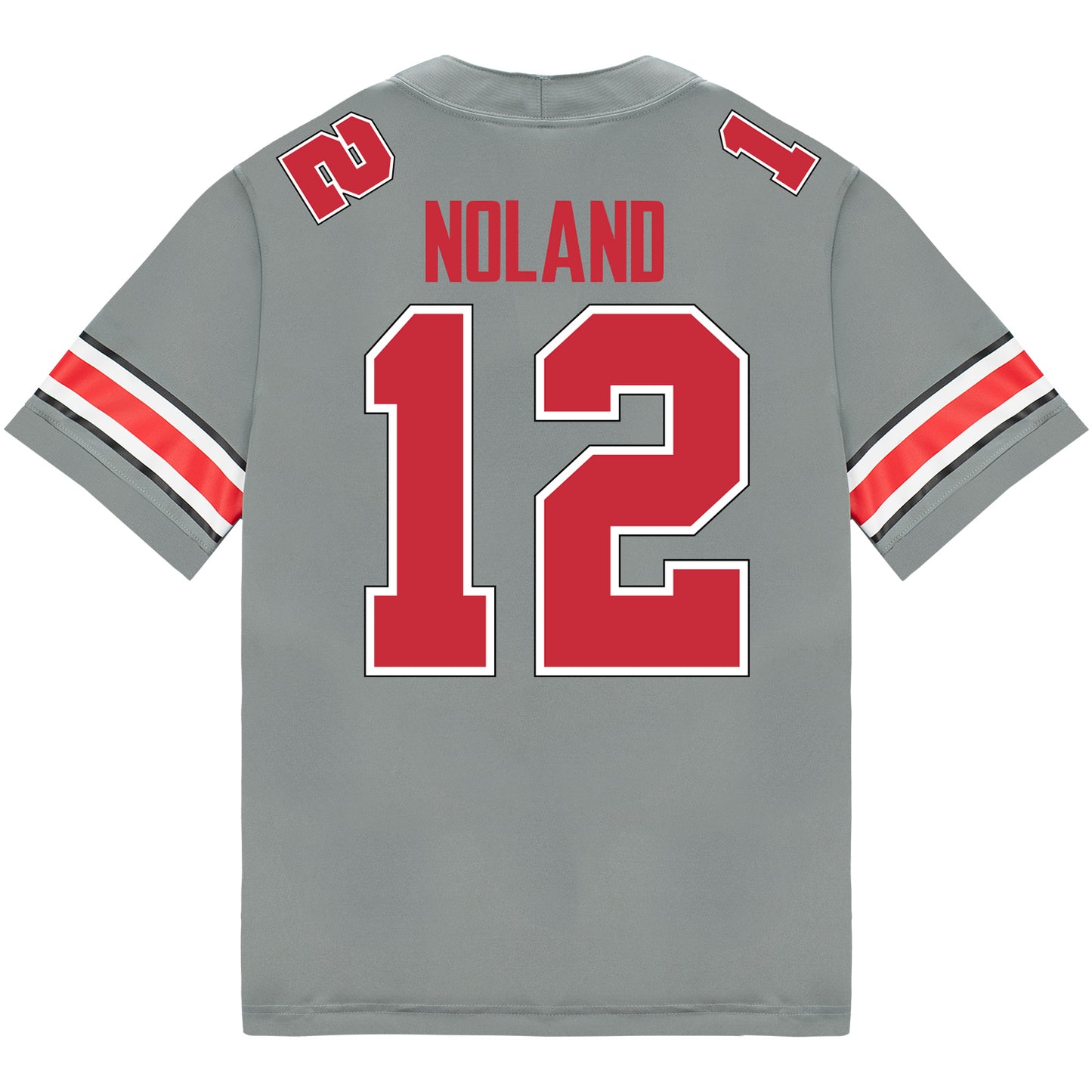 Ohio State Buckeyes Nike #12 Air Noland Student Athlete Gray Football Jersey - Back View