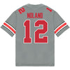 Ohio State Buckeyes Nike #12 Air Noland Student Athlete Gray Football Jersey - Back View