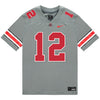 Ohio State Buckeyes Nike #12 Air Noland Student Athlete Gray Football Jersey - Front View