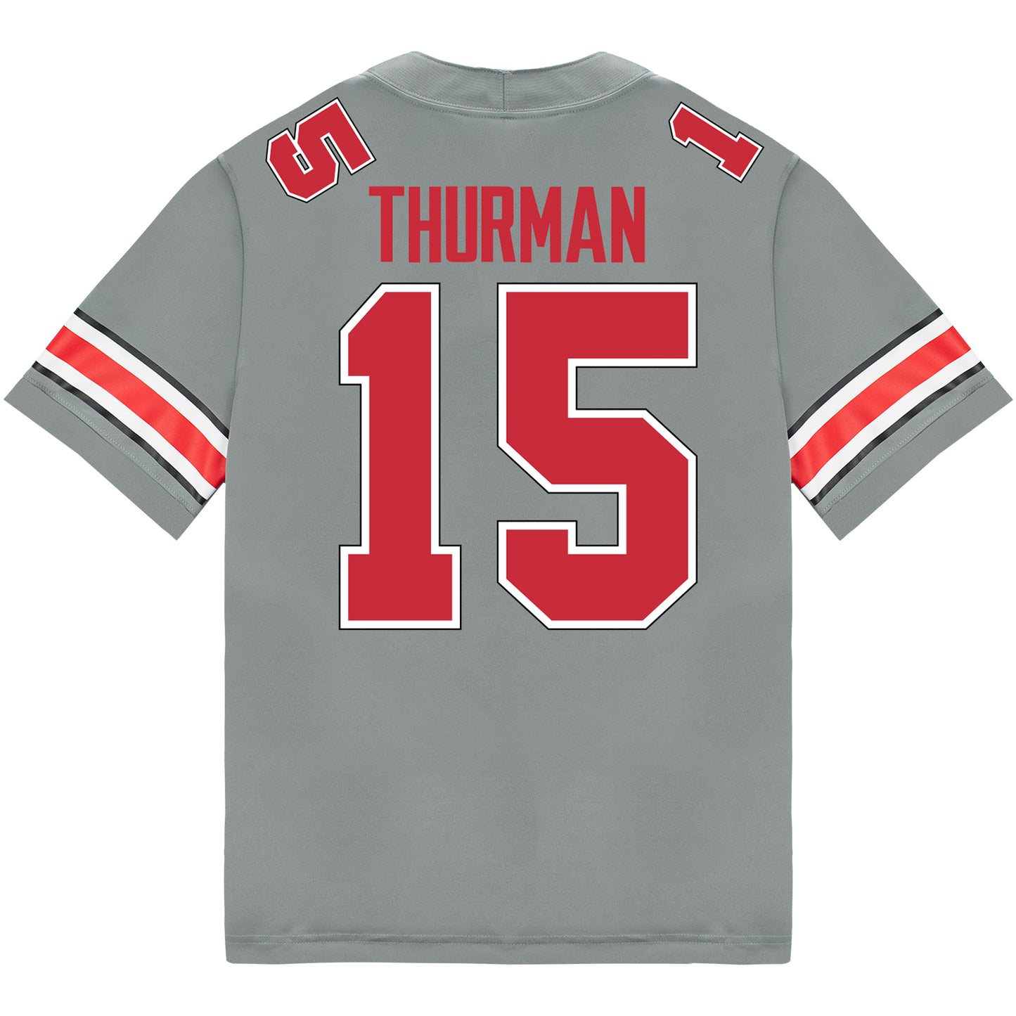 Ohio State Buckeyes Nike #15 Jelani Thurman Student Athlete Gray Football Jersey - Back View