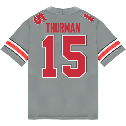 Ohio State Buckeyes Nike #15 Jelani Thurman Student Athlete Gray Football Jersey - Back View