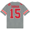 Ohio State Buckeyes Nike #15 Jelani Thurman Student Athlete Gray Football Jersey - Back View