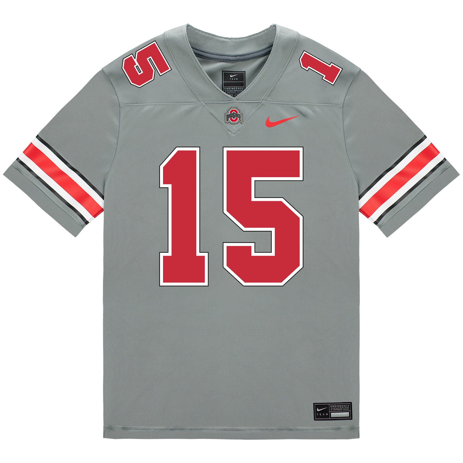 Ohio State Buckeyes Nike #15 Jelani Thurman Student Athlete Gray Football Jersey - Front View