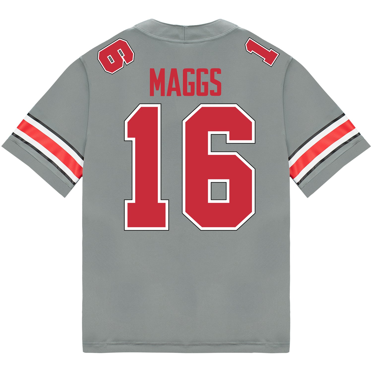 Ohio State Buckeyes Nike #16 Mason Maggs Student Athlete Gray Football Jersey - Back View